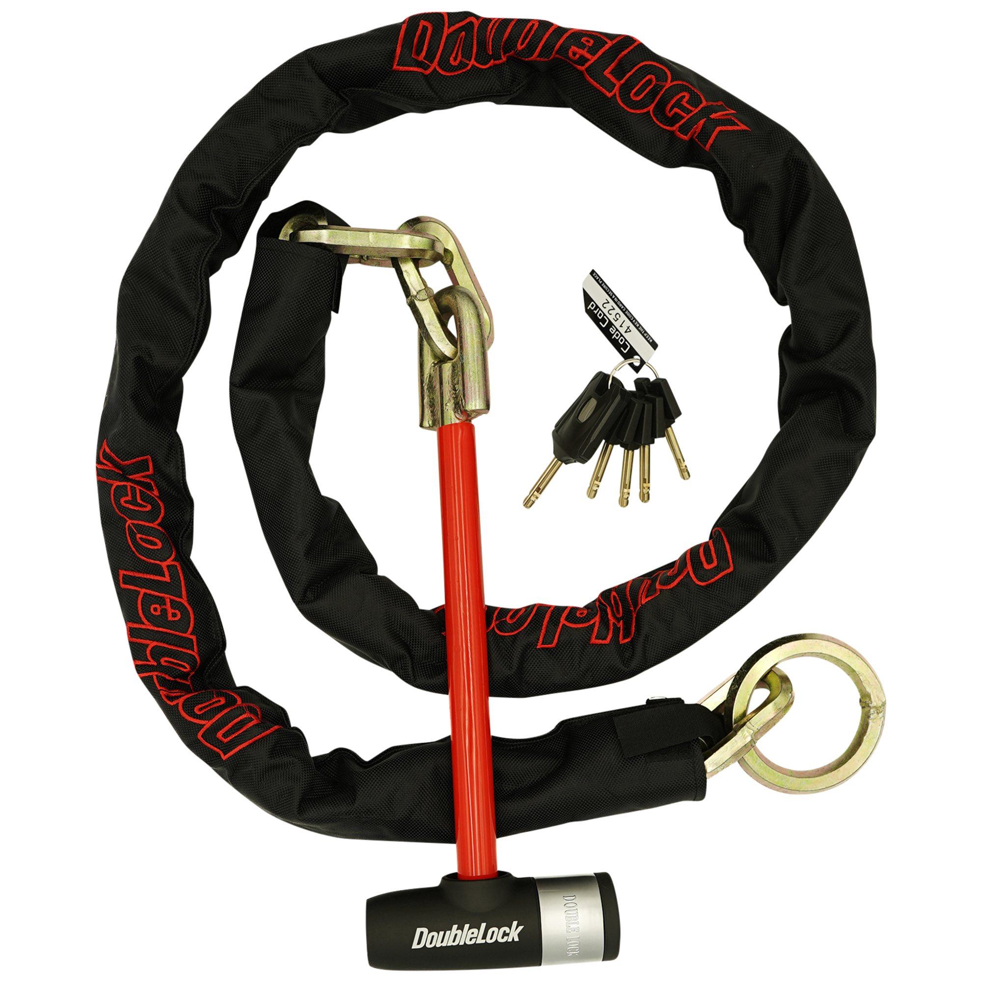 DoubleLock USA Hammerhead Chain and Stick Lock — 210cm Length, Heavy-Duty, Red, Model# 090-055A